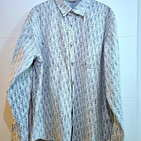 Blue and White Dior Oblique Kasuri Cotton Denim - Picture 1 of 4
